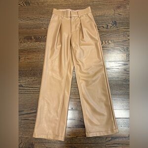 Abercrombie Wide Leg Faux Leather Pants in Tan 00 (short)